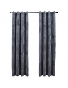 Tende Oscuranti con Anelli 2 pz Antracite in Velluto 140x225 cm