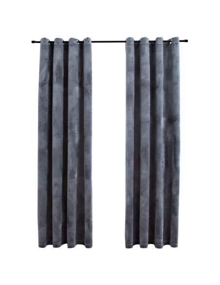 Tende Oscuranti con Anelli 2 pz Antracite in Velluto 140x225 cm