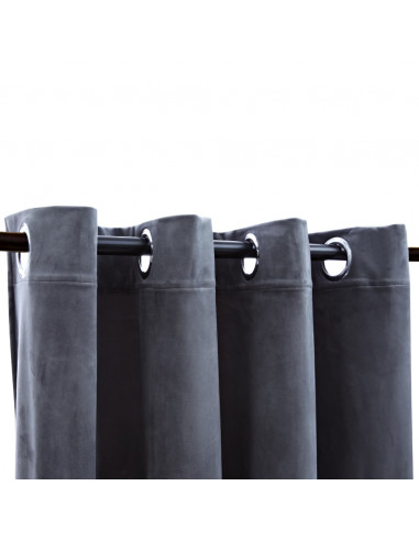 Tende Oscuranti con Anelli 2 pz Antracite in Velluto 140x225 cm