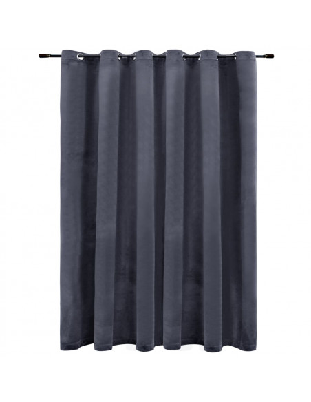 Tenda Oscurante Anelli in Metallo Velluto Antracite 290x245 cm