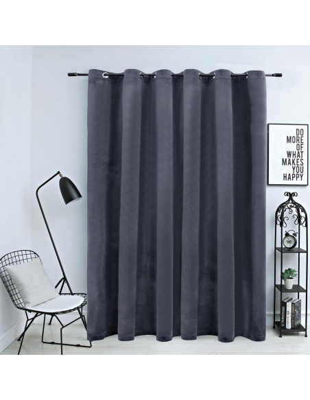 Tenda Oscurante Anelli in Metallo Velluto Antracite 290x245 cm
