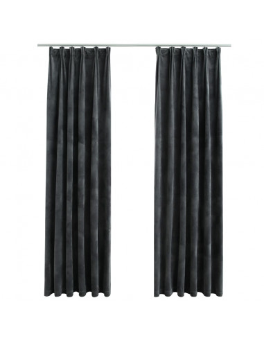Tende Oscuranti con Ganci 2 pz Antracite in Velluto 140x175 cm