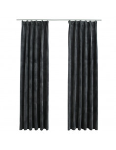 Tende Oscuranti con Ganci 2 pz Antracite in Velluto 140x245 cm