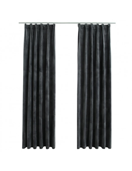 Tende Oscuranti con Ganci 2 pz Antracite in Velluto 140x245 cm