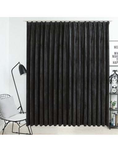 Tenda Oscurante con Ganci in Velluto Antracite 290x245 cm