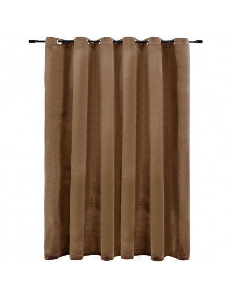 Tenda Oscurante con Anelli in Metallo Velluto Beige 290x245 cm