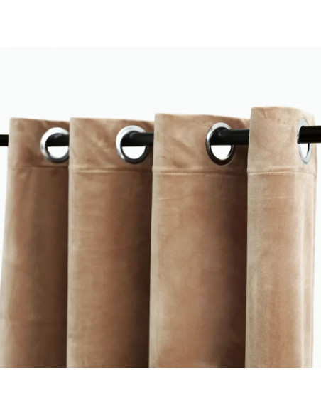 Tenda Oscurante con Anelli in Metallo Velluto Beige 290x245 cm