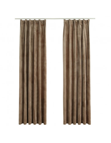 Tende Oscuranti con Ganci 2 pz Beige in Velluto 140x175 cm