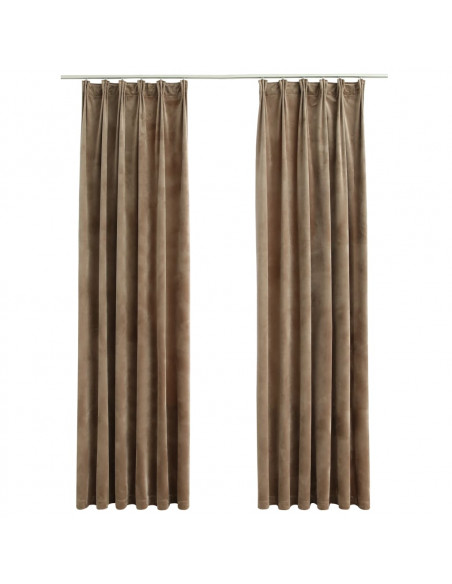 Tende Oscuranti con Ganci 2 pz Beige in Velluto 140x175 cm