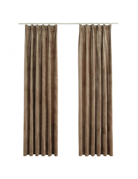 Tende Oscuranti con Ganci 2 pz Beige in Velluto 140x245 cm