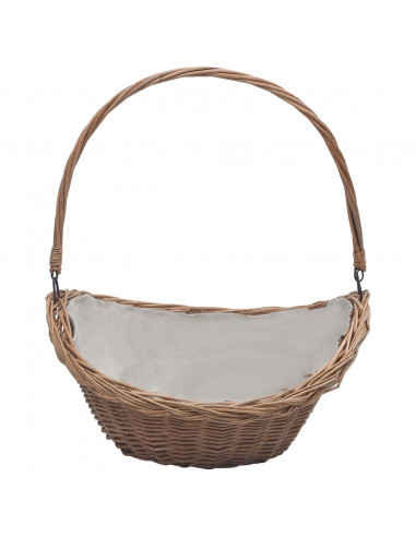 Cesta Legna da Ardere con Manico 57x46,5x52cm Marrone in Salice