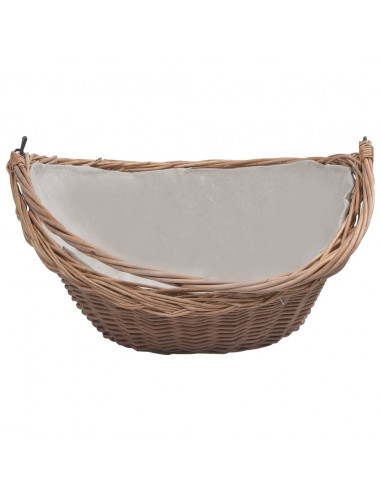 Cesta Legna da Ardere con Manico 57x46,5x52cm Marrone in Salice