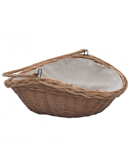 Cesta Legna da Ardere con Manico 57x46,5x52cm Marrone in Salice