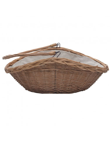 Cesta Legna da Ardere con Manico 57x46,5x52cm Marrone in Salice