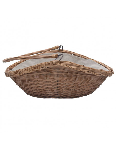 Cesta Legna da Ardere con Manico 57x46,5x52cm Marrone in Salice