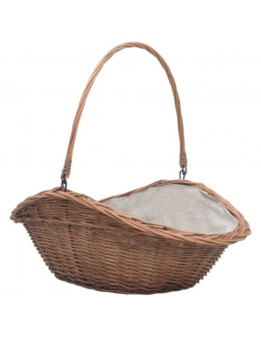 Cesta Legna da Ardere con Manico 60x44x55 cm Naturale in Salice