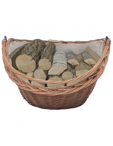 Cesta Legna da Ardere con Manico 60x44x55 cm Naturale in Salice