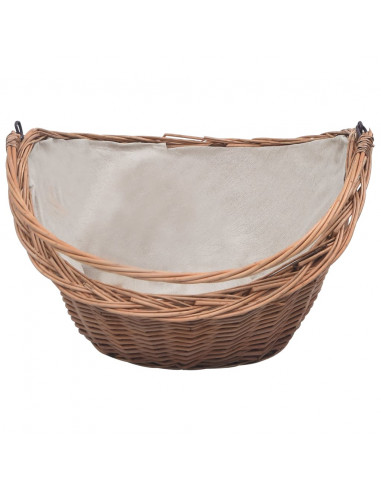 Cesta Legna da Ardere con Manico 60x44x55 cm Naturale in Salice
