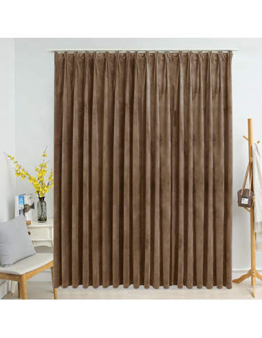 Tenda Oscurante con Ganci Beige in Velluto 290x245 cm
