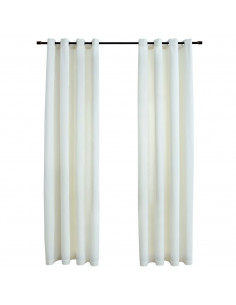 Tende Oscuranti con Anelli 2 pz Crema in Velluto 140x175 cm