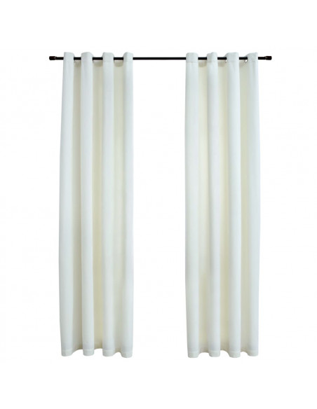 Tende Oscuranti con Anelli 2 pz Crema in Velluto 140x175 cm