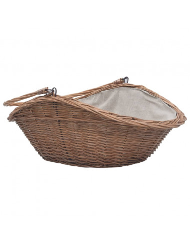 Cesta Legna da Ardere con Manico 60x44x55 cm Naturale in Salice