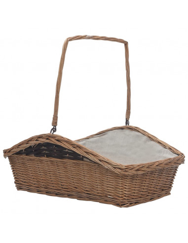 Cesta Legna da Ardere con Manico 61,5x46,5x58cm Marrone Salice