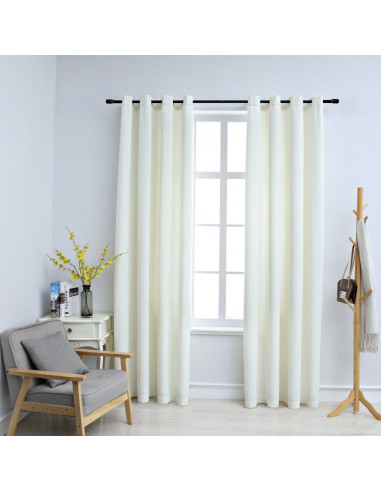 Tende Oscuranti con Anelli 2 pz Crema in Velluto 140x175 cm