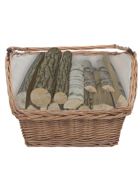 Cesta Legna da Ardere con Manico 61,5x46,5x58cm Marrone Salice