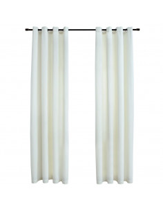 Tende Oscuranti con Anelli 2 pz Crema in Velluto 140x225 cm