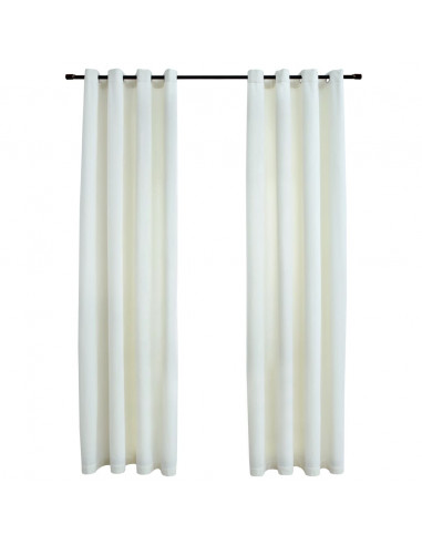 Tende Oscuranti con Anelli 2 pz Crema in Velluto 140x225 cm