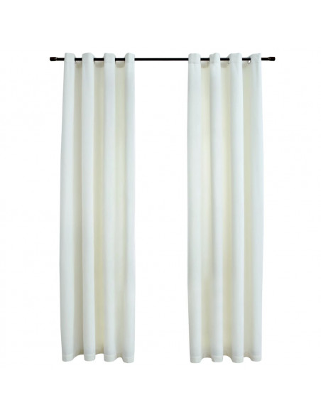 Tende Oscuranti con Anelli 2 pz Crema in Velluto 140x225 cm