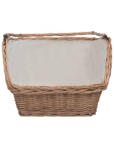 Cesta Legna da Ardere con Manico 61,5x46,5x58cm Marrone Salice