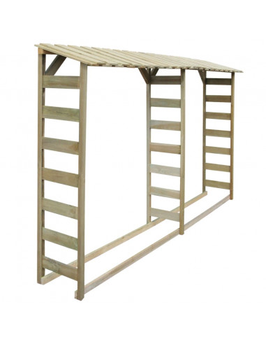Doppio Capannone per Legname 300x44x176cm Legno Pino Impregnato