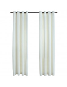 Tende Oscuranti con Anelli 2 pz Crema in Velluto 140x245 cm
