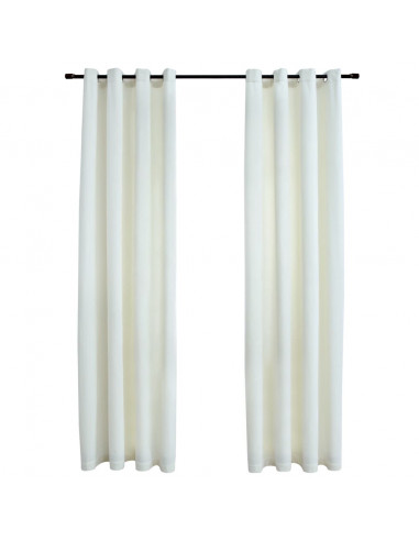 Tende Oscuranti con Anelli 2 pz Crema in Velluto 140x245 cm