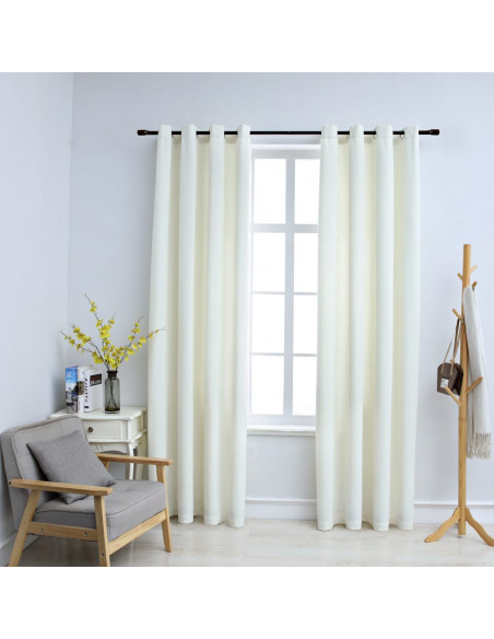 Tende Oscuranti con Anelli 2 pz Crema in Velluto 140x245 cm