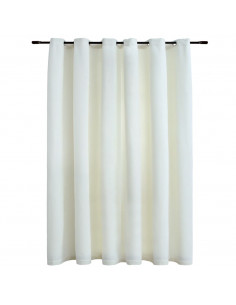 Tenda Oscurante con Anelli in Metallo Velluto Crema 290x245 cm