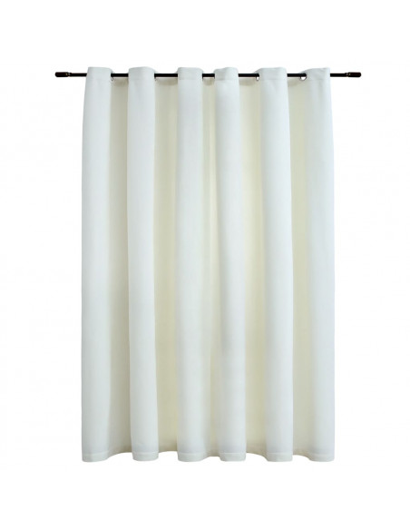 Tenda Oscurante con Anelli in Metallo Velluto Crema 290x245 cm