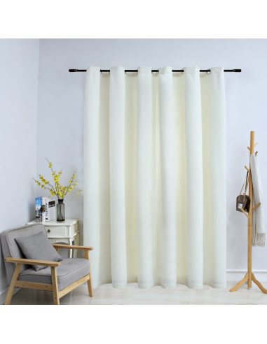 Tenda Oscurante con Anelli in Metallo Velluto Crema 290x245 cm