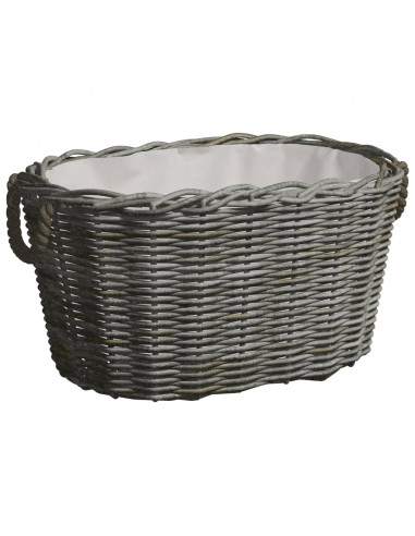 Cesta per Legna con Maniglie 60x40x28 cm Grigia in Salice