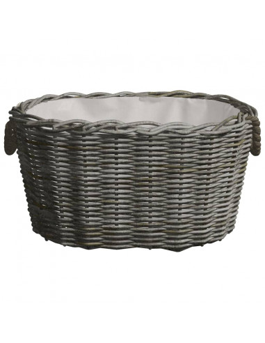 Cesta per Legna con Maniglie 60x40x28 cm Grigia in Salice