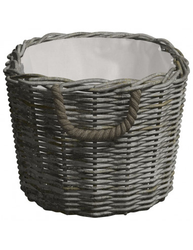 Cesta per Legna con Maniglie 60x40x28 cm Grigia in Salice