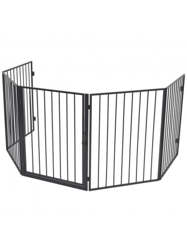 Cancelletto di Protezione per Camino e Stufa in Acciaio Nero