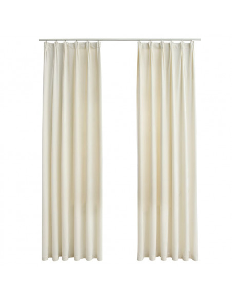 Tende Oscuranti con Ganci 2 pz Crema in Velluto 140x225 cm