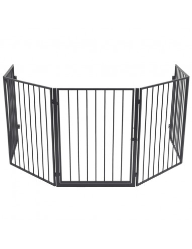 Cancelletto di Protezione per Camino e Stufa in Acciaio Nero