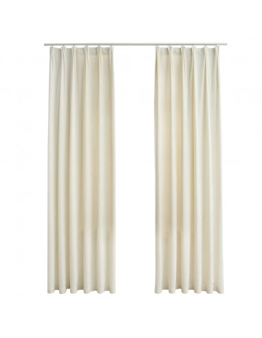 Tende Oscuranti con Ganci 2 pz Crema in Velluto 140x245 cm