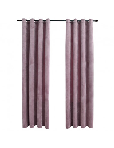 Tende Oscuranti con Anelli 2pz Rosa Antico in Velluto 140x225cm