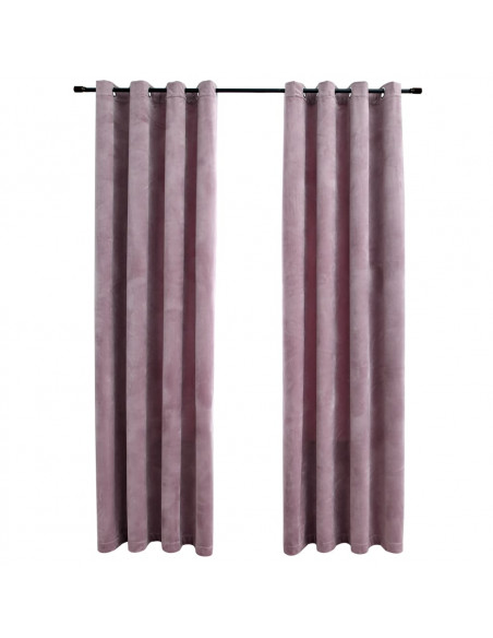 Tende Oscuranti con Anelli 2pz Rosa Antico in Velluto 140x225cm