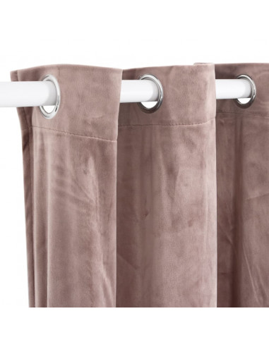 Tenda Oscurante Anelli in Metallo Velluto Rosa Antico 290x245cm